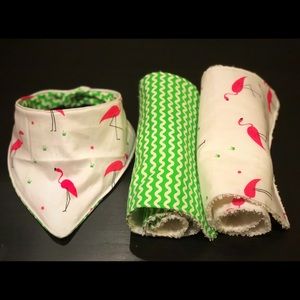 Flamingo Fun baby bib & matching burp cloths
